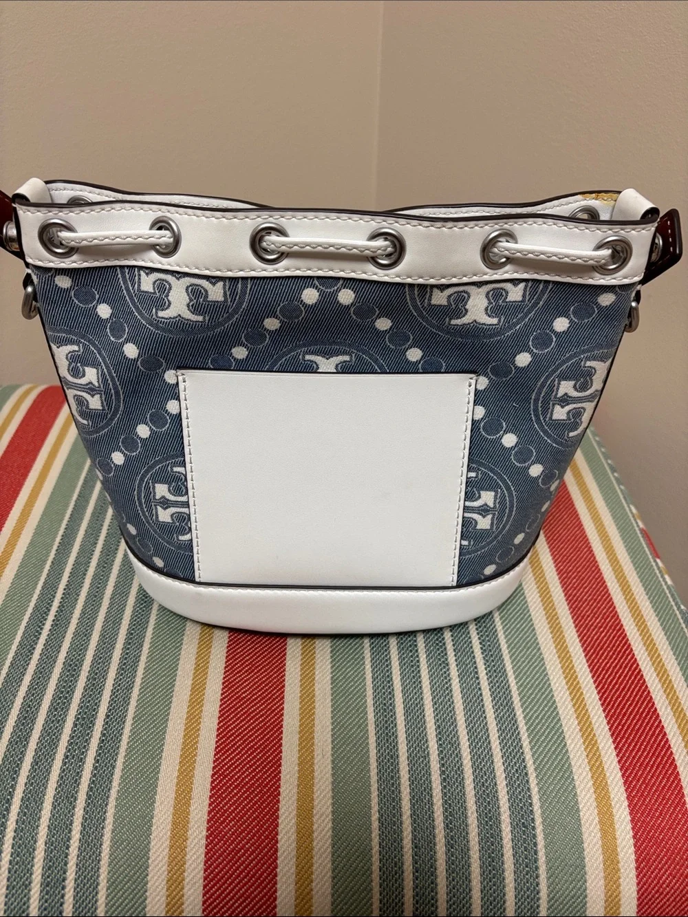 Tory Burch T Monogram Denim Bucket Bag